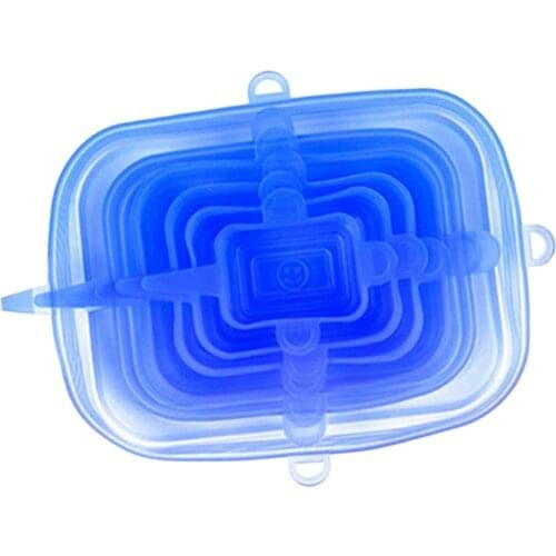 6pcs/Set Silicone Stretch Lids Reusable Bowl Wrap Lids for Bowls Dishes Jars