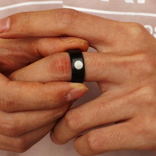 MOREDEAR Black 8mm Titanium Ring For Men And Women Flower Ring