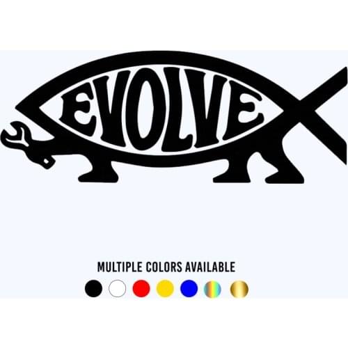 CK2995# Evolve Fish reflective funny car sticker vinyl decal waterproof car auto stickers on car truck bumper rear window laptop