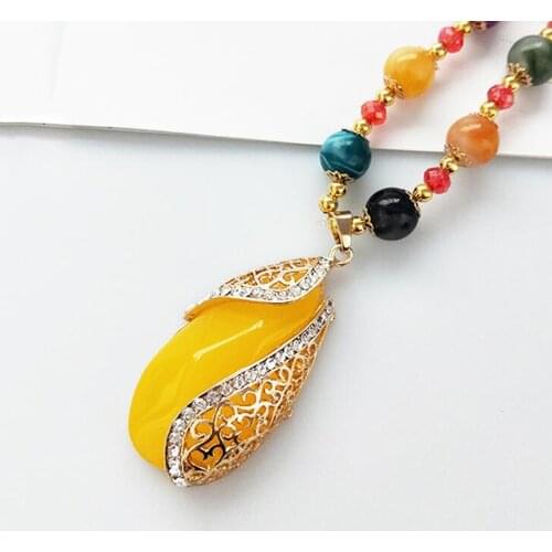 Long Chain Necklace Women Beads Neck Jewelry Accessories Female Party Pendant Necklace