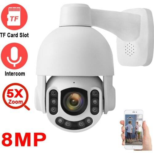8MP 4K PoE PTZ Security Camera 5X Zoom 2.5 Inch Full Metal SONY IMX415 Two Way Audio SD Card Slot Onvif Hikvision Compatible