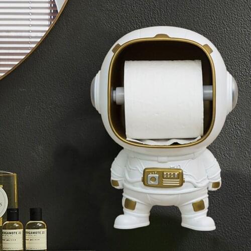 Modern Simple Creative Resin Astronaut Tissue Box Wall Pendant Home Kitchen Bathroom Free Punch Hanging Rack Roll Paper Holder