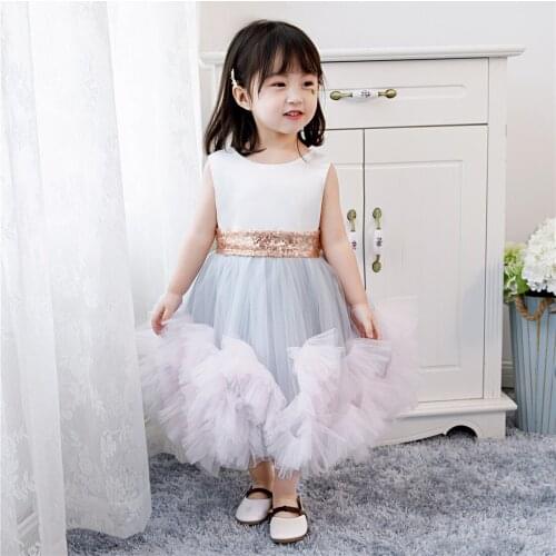 Sequin Bow Lace Baby Girl Dress Newborn 1 Year Birthday Dress for Toddler Girl Christening Baptism Infant Princess Wedding Gown