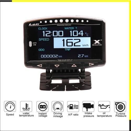 LUFI X1 English Version OBD2 Plug digital Turbo boost oil pressure temperature gauge for car Afr RPM Fuel Speed EXT Oil Meter
