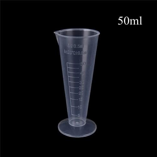 1PC 50ml Transparent Plastic Cone Measuring Cup with Scale Graduated Cylinders Laboratory Kitchen Measure Accessories Wholesale