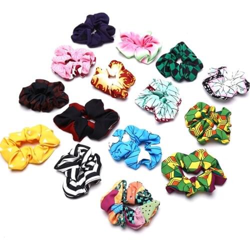 2021 Fashion Demon Slayer: Kimetsu No Yaiba Scrunchie Elastic Handmade HeadBands Hair Band Rope Clip Headdress