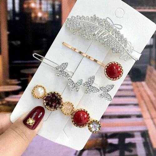 Fashion Crystal Acrylic Hair Clips Set For Women Retro Geometric Barrettes Hairpin Headwear Girl Sweet Hair Accessories 2021 New