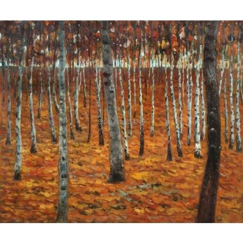 Wholesale Cheap Oil Painting on Canvas - Beech Forest I by Gustav Klimt Famous Landscape Oil Reproductions for Home Decoration