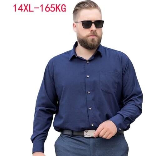 Autumn plus size 8XL 9XL 10XL 12XL 14XLmen formal shirt long sleeve dress shirt office shirt purple wedding oversize shirt 52 54