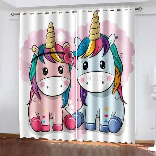 Valentines Day Gift Customized Love Unicorn Customized Finished Curtains Mens and Womens Home Living Room Kitchen Decoration