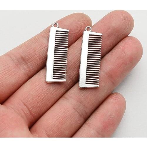20pcs/lot-32x10mm,Comb Haircut Hair Makeup Tools Charms ,Antique Silver Plated Pendant,DIY Jewellery Making Finding Supplies
