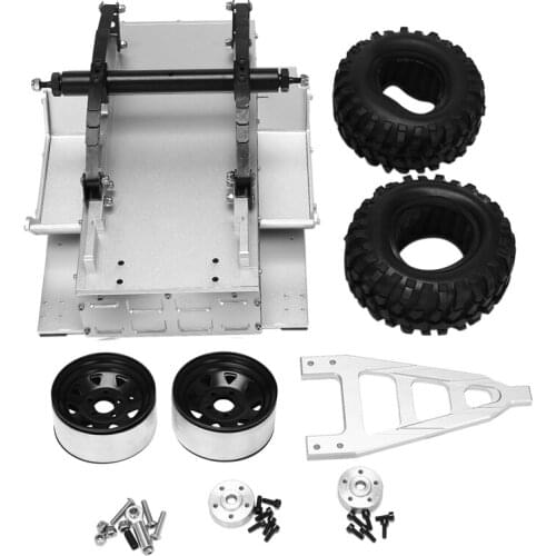 RC Car Trailer Metal Trail Car Trailer Metal Leaf Spring Trailer Car RC Accessory with Four Tires Fit D90 SCX10 RC Car