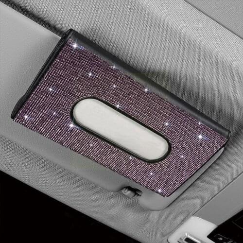 Crystals Bling Tissue Napkin Box Holder Paper Storage Car New Visor Sun For Car Accesorices J1H4