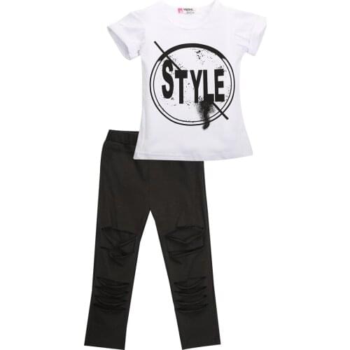 Pudcoco US Stock Toddler Girls Kids Outfits Clothes Short Sleeve T-shirt Tops Pants Leggings 2 Pcs Set 2-7 T