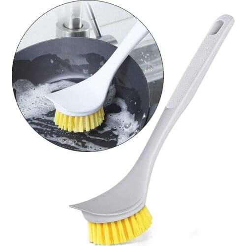BOOMJOY Pan Pot Dish Brush Kitchen Scrub Brush with Scraper Tip Comfortable Grip Odourless Bristles for Pot Pan Casts Clean
