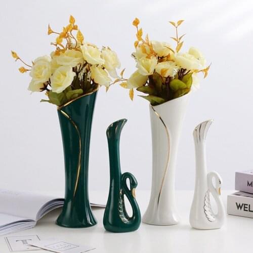 Nordic light luxury ceramic vase living room dining table dried flowers home decoration ornaments creative simple ceramic vase