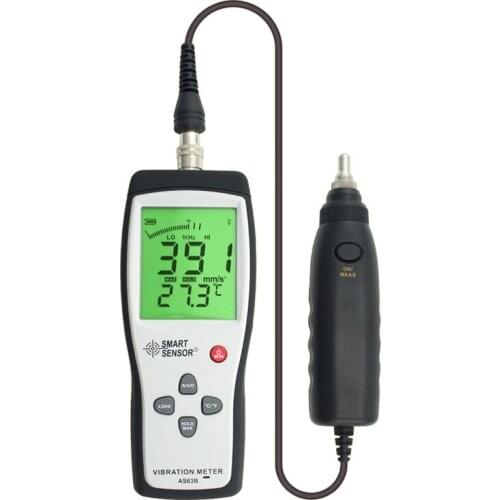 Smart Sensor AS63B Portable Vibration Meter Digital Detached Probe Vibrometer Gauge 0.1-199.9m/s 10Hz-1KHz Vibration Analyzer