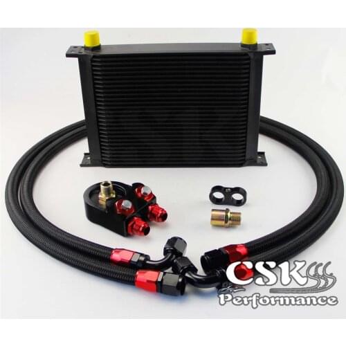 Universal 28 Row 10AN Aluminum Engine Transmission Oil Cooler+filter adapter Kit