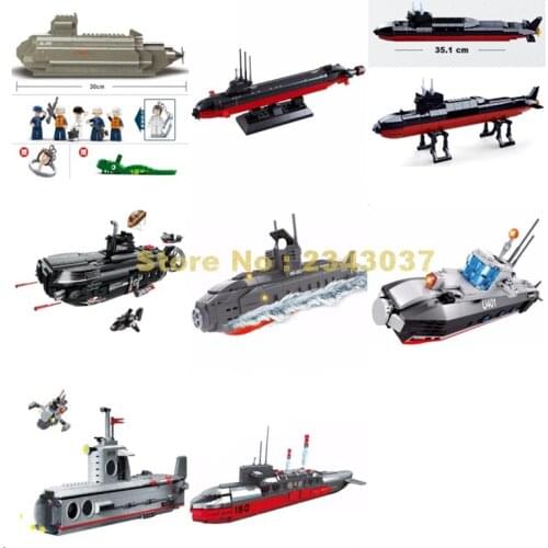 Military navy nuclear submarine warship building blocks Toy