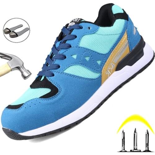 Genuine Leather Safety Shoes Men Work Sneakers Indestructible Men Shoes Anti-smash Steel Toe Shoes Anti-puncture Safety Boot Men