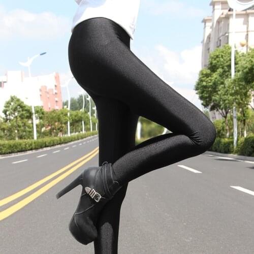 Fluorescent Women Leggings Elastic Leggings Shiny Glossy Plus Size Leggings Black Fitness Leggings Women