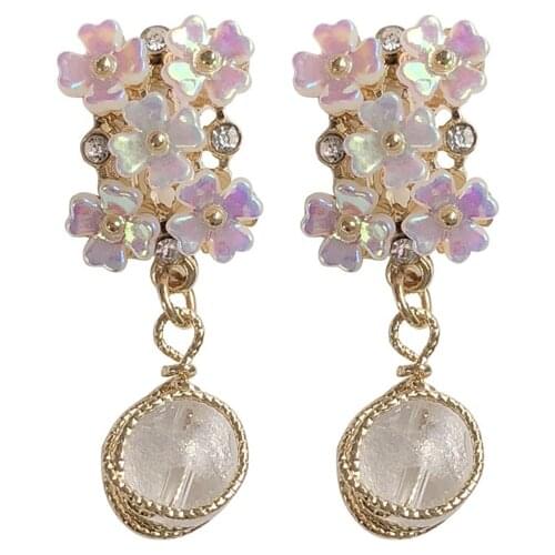 2020 New Fashion Korean Style Shell Earrings No Piercing Ears For Women Acrylic Small Shell Flowers Clip on Earrings