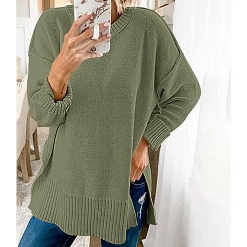 Women Sweater Long Sleeve O Neck Loose Pullover Ladies Solid Color Warm Knitted Pullover Casual Jumpers Spring Autumn