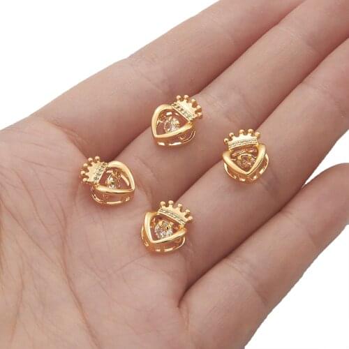 1pc/lot Gold Color Metal Princess Crown Charms Pendant DIY Bracelet Accessories For Jewelry Findings Handmade Crafts Material