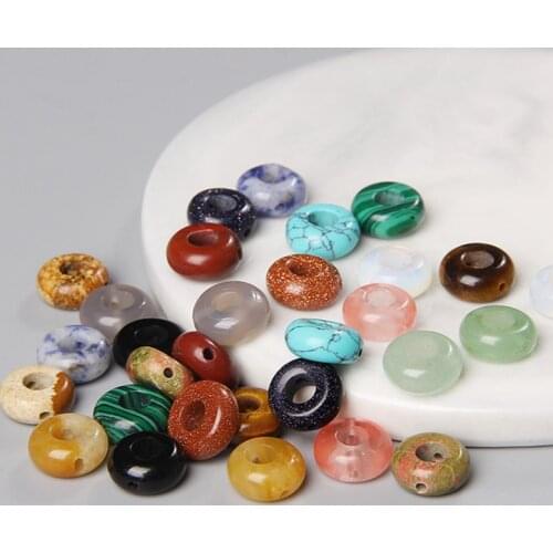 10pcs/lot 10MM Rondelle Natural Wheel Stone Beads Pendant Charm for Diy Jewelry Making Bracelet Necklace Earring Handamde Gifts