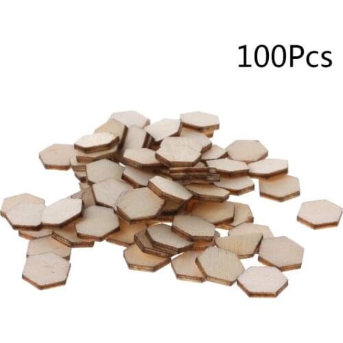 100pcs Laser Cut Wood hexagon Embellishment Wooden Shape Craft Wedding Decor