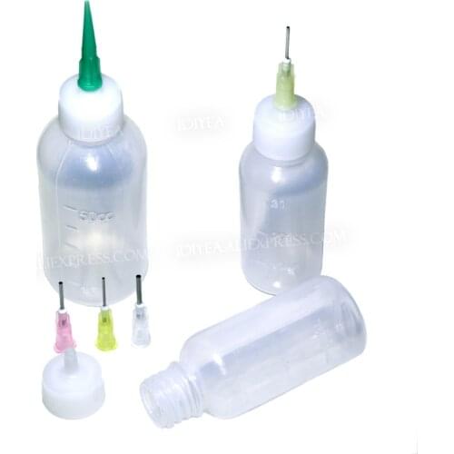 50cc 30ml Plastic Dispensing Bottle with Syringe Needle Nozzle Squeeze glue gel alcohol pot reuse for multi purpose DIY work
