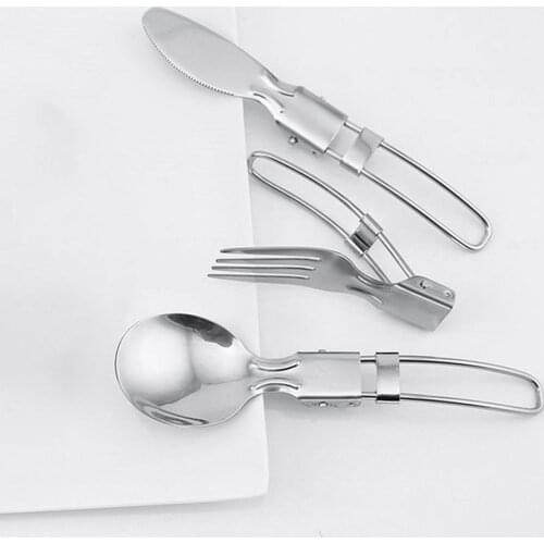 3pcs/set Outdoor Tableware Dinnerware Portable Printed Stainless Steel Spoon Fork Steak Knife Set Travel Cutlery Tableware with