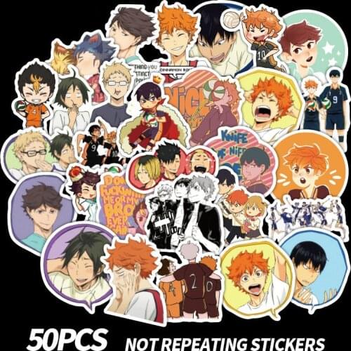 50pcs Manga Haikyuu!! Stickers Hinata Shoyo PVC Stickers Japan Anime Collection stickers Japanese Volleyball Junior Stickers