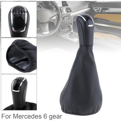 6 Speed ABS + PU Leather Car Manual Gear Shift Handball Knob With Dust Cover for Mercedes Benz 1997-2004 / 6 Gear Models