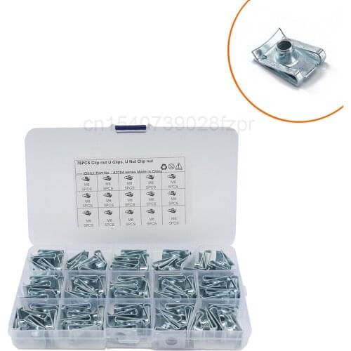 75 Sets of B-type Reed Nuts / M6 Clip Nuts / U-shaped Inserts for Automobiles and Motorcycles 65 Manganese Steel