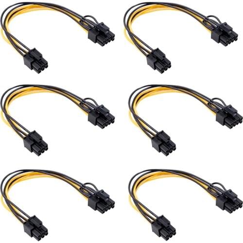 Power Cable Adapte 6PIN To 8PIN (6pin+2pin)PCI-E(Female To Female) GPU Power Cable 0.5M Power Cable Adapter 1/5/6PC