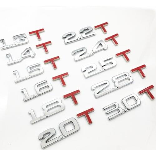 ANTINIYA 3D Car Metal Chrome Displacement 2.0T/2.2T/2.4T/2.8T/3.0T Turbo Engine Rear Trunk Emblem Badge Decals Auto Tail Sticker