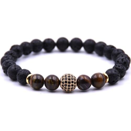 ASHMITA Micro Lnlaid Zirconium Stone Buddha Beads 8MM Tiger Eye Rock Lava Bracelet Women Fashion Man Beautiful Bracelets