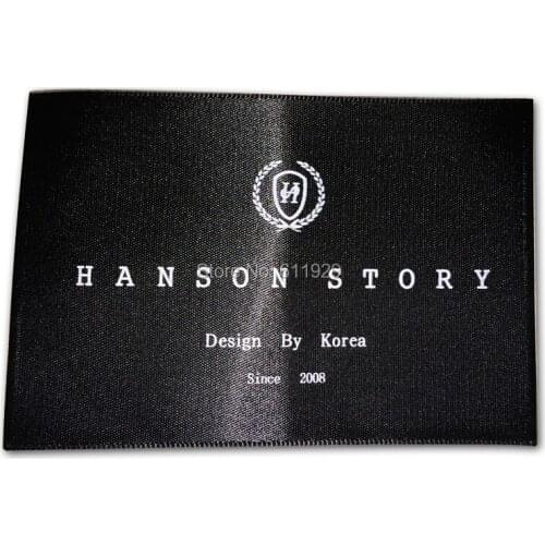 Free shipping customized black silk labels/clothing screen printing tags/wind coat down jacket collar labels/washable labels