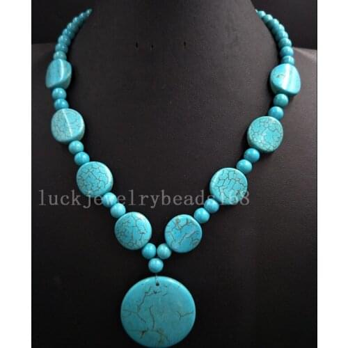 Free Shipping Fashion Jewelry Howlite Buttfler Round Art Beads Necklace 20.5" FG8057