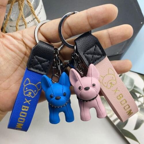 2020 New Cartoon Method Fighting Dog Keychains Cute Doll Key Chain Creative Couple Ins Bag Pendant Car Leather Key Ring