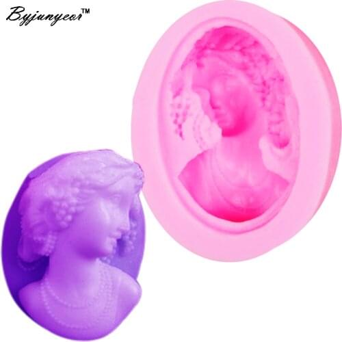 Byjunyeor F1163 Girl Head UV Resin Silicone Mold Fondant Chocolate Candy Lollipop Crystal Epoxy Soft Clay Bake Tools