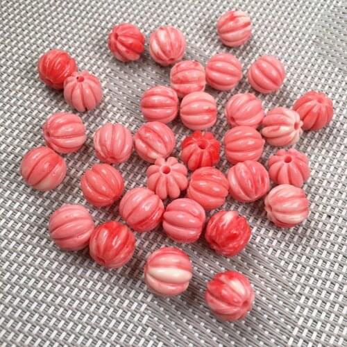 Synthetic Coral engraving watermelon shape Punch loose beads isolation bead DIY Elegant Necklace Bracelet Jewelry Making
