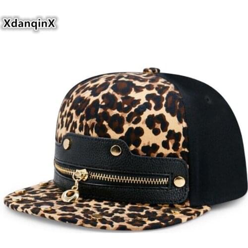 XdanqinX European American Punk Style Hip Hop Cap Men Women Hip Hop Leopard Print Hats Novelty Personality Flat Caps Couple Hat