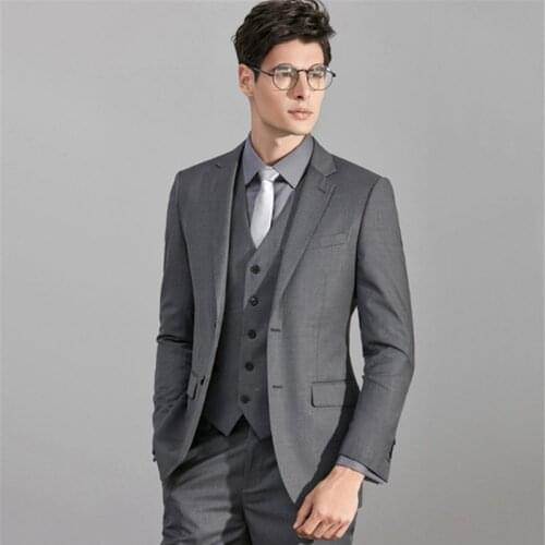 Formal Business Wedding Prom 3 Pieces Suit Set Male Blazers Jacket Pants Vest Trousers Waistcoat Male Pants Suits