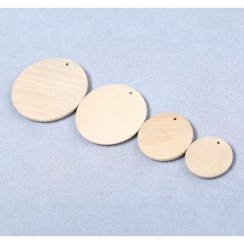 20Pcs/lot Flat Round Natural Wood Beads Unfinished DIY Wood Chips Circles Wood Tags Labels for Kids Diy Crafts Supplies