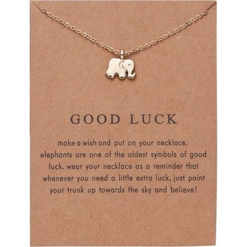 Fashion Good Luck Elephant Pendant Necklace for Women 2021 New Simple Animal Necklace Metal Gold Color Jewelry Gifts with Card