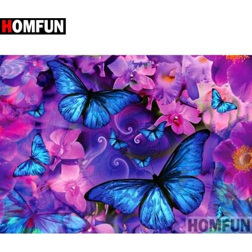 HOMFUN Full Square/Round Drill 5D DIY Diamond Painting "butterfly" Embroidery Cross Stitch 5D Home Decor Gift A09057