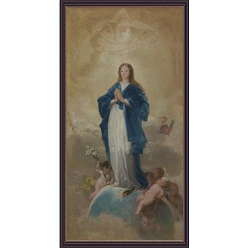 Golden panno Religious Cross Stitch stamped Needlework 14CT 11CT DMC printed Canvas Portrait white diy Embroidery kits Sets 07