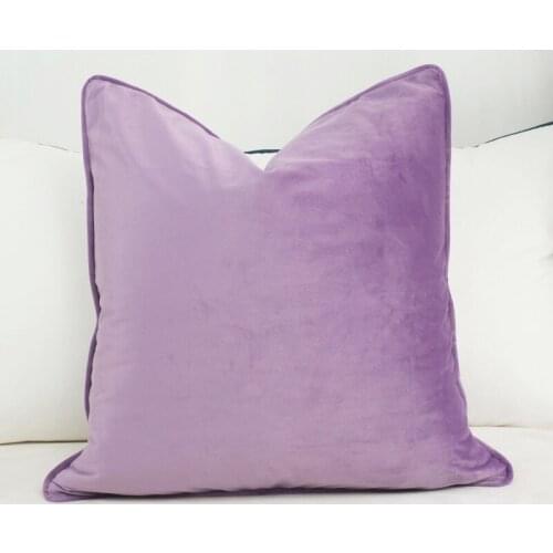 Piping Design Purple Velvet Cushion Cover Pillow Case Soft Pillow Cover No Balling-up Without Stuffing